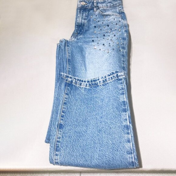 Straight-Cut High-Waist Jeans With Rhinestones From ZARA - Picture 14 of 16